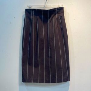 Vintage Black & Gray Pin Stripe Pencil Skirt and Hook & Zip Closure • Size 6